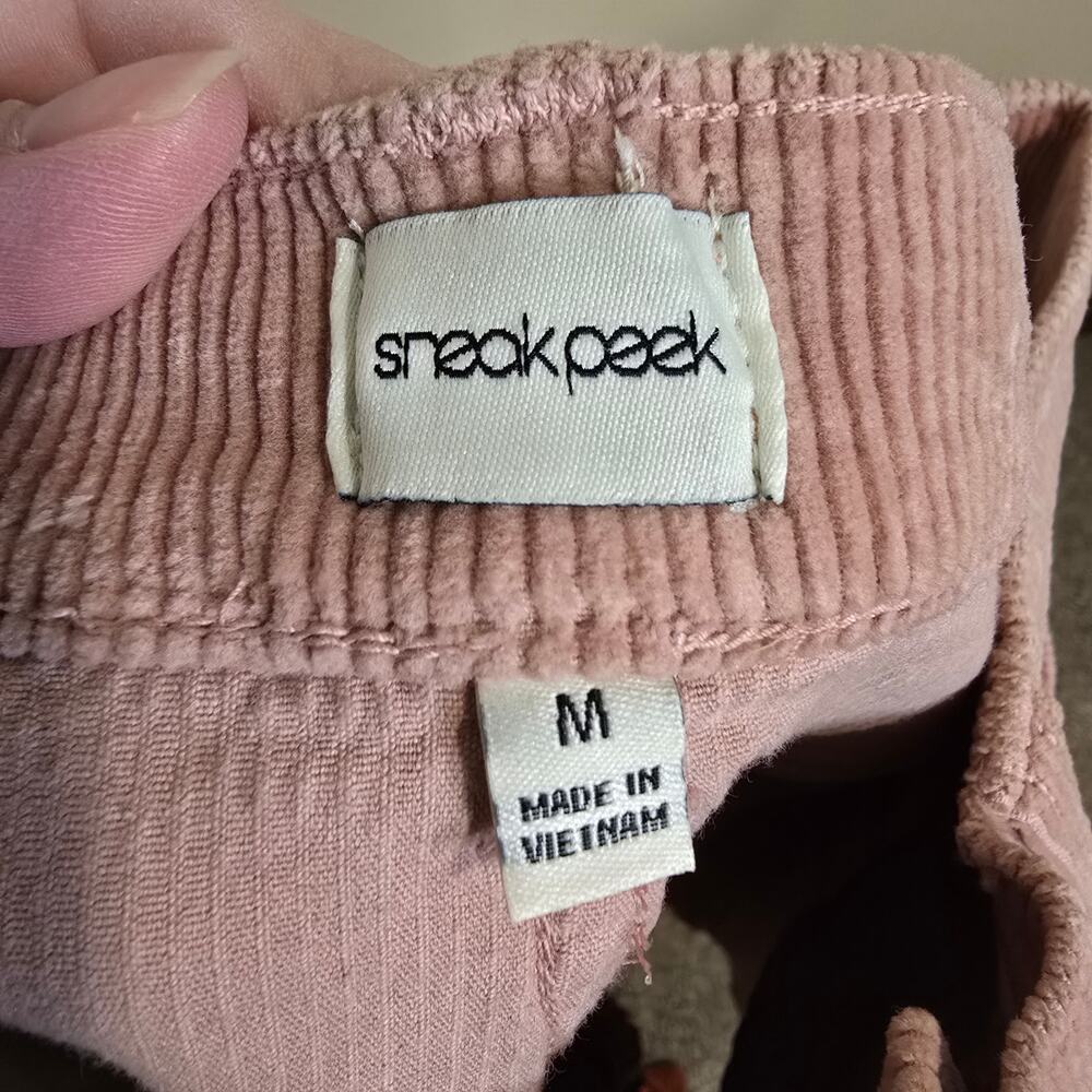 Women's Sneak Peek Dusty Rose Corduroy Mini Skirt Raw Hem | Size Medium - Picture 9 of 11